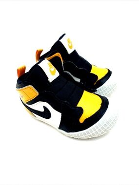 Jordon 1s Infants Baby Shoes Crib Size 3c Slip On Yellow Black White Unisex Nike
